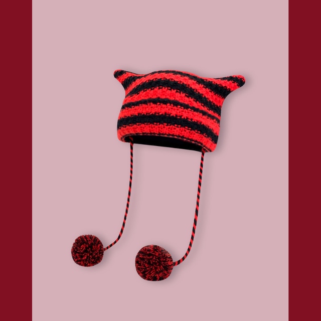 Striped Knitted Wool Winter Beanie