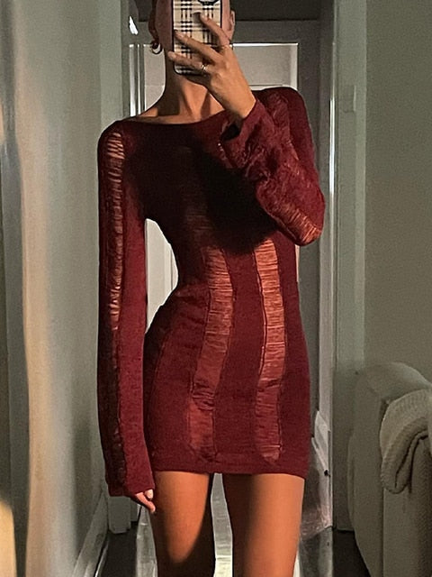 Puloru Sexy Knitted Cutout Short Dress