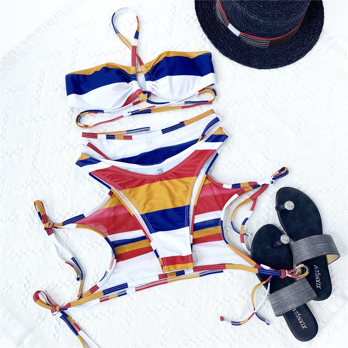 Striped String Swimsuit